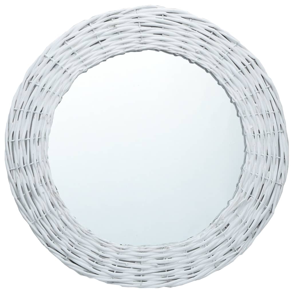 Berkfield Mirror White 50 cm Wicker