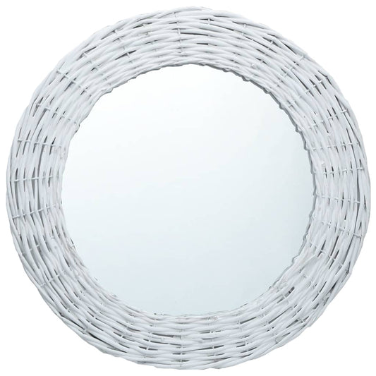 Berkfield Mirror White 50 cm Wicker