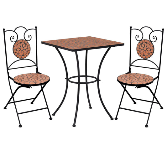 Berkfield 3 Piece Mosaic Bistro Set Ceramic Tile Terracotta
