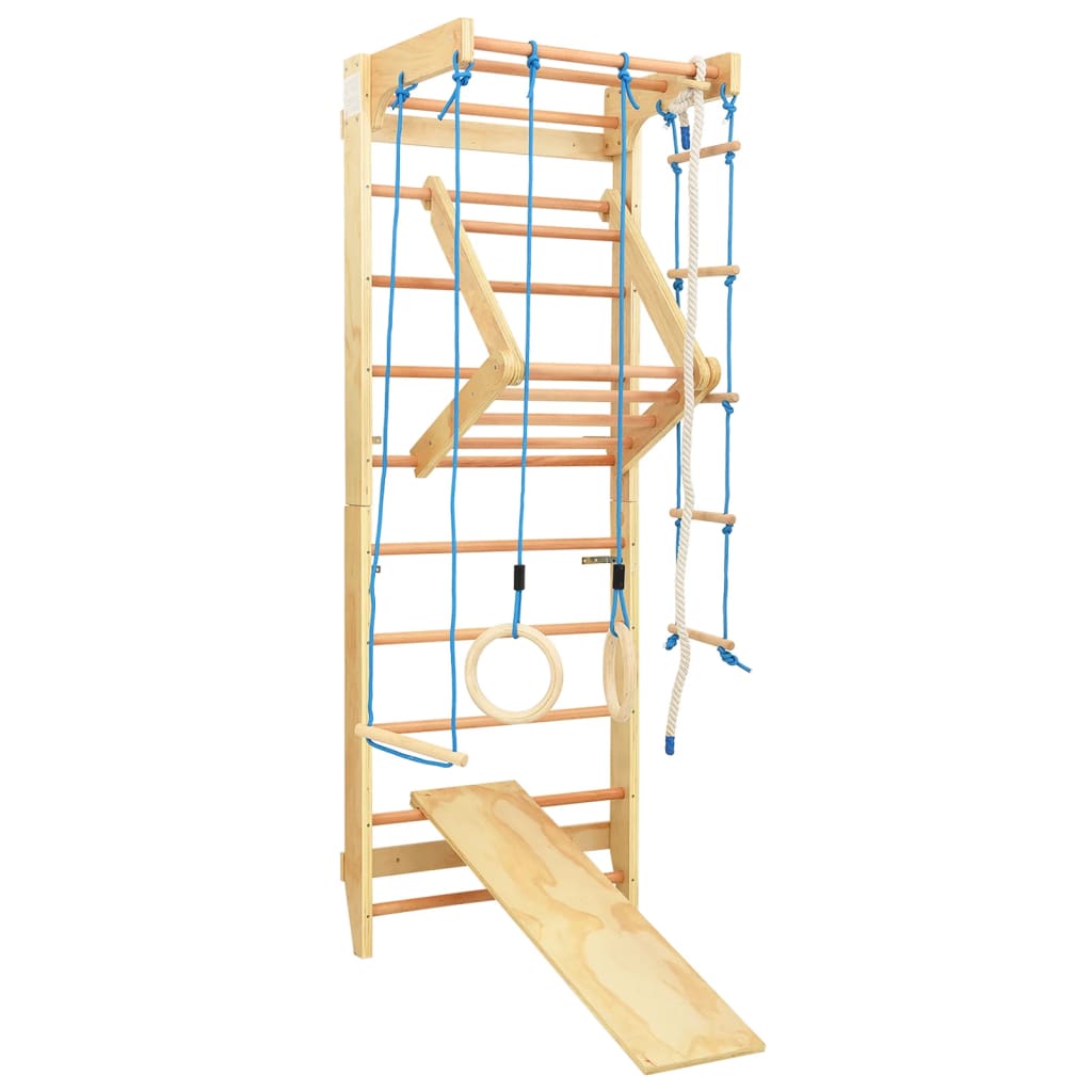 Berkfield Indoor Climbing Playset with Ladders Rings Slide Wood