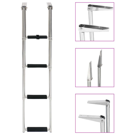 Berkfield Folding Boarding Ladder 4-step Stainless Steel