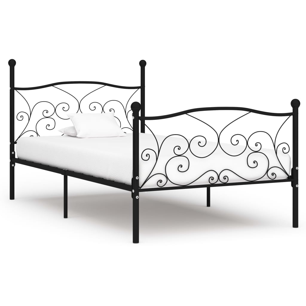 Berkfield Bed Frame with Slatted Base Black Metal 100x200 cm