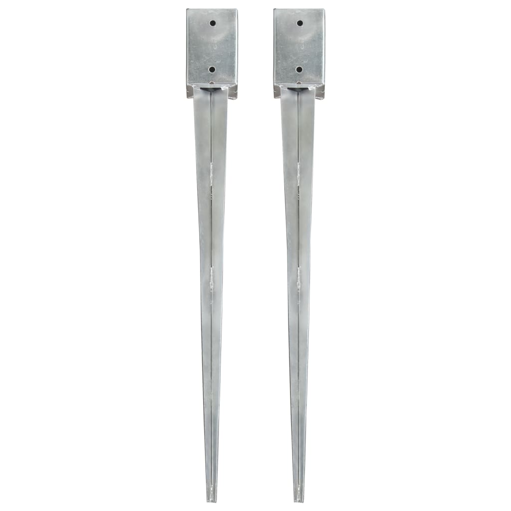 Berkfield Ground Spikes 2 pcs Silver 9x9x90 cm Galvanised Steel