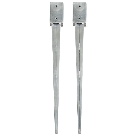 Berkfield Ground Spikes 2 pcs Silver 9x9x90 cm Galvanised Steel
