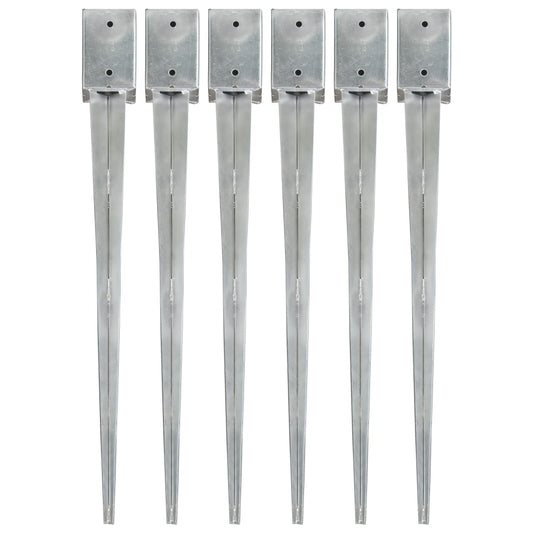 Berkfield Ground Spikes 6 pcs Silver 9x9x90 cm Galvanised Steel