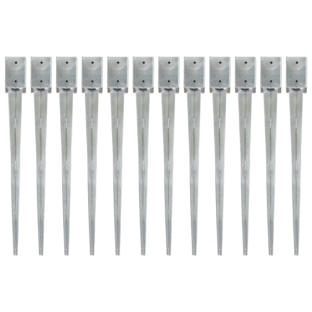 Berkfield Ground Spikes 12 pcs Silver 9x9x90 cm Galvanised Steel