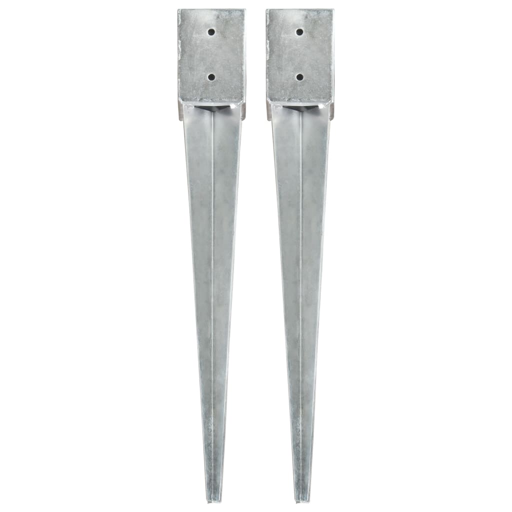 Berkfield Ground Spikes 2 pcs Silver 10x10x76 cm Galvanised Steel