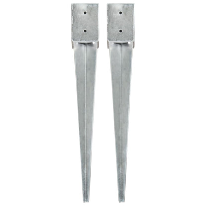 Berkfield Ground Spikes 2 pcs Silver 10x10x76 cm Galvanised Steel