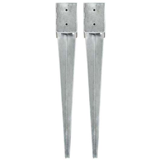 Berkfield Ground Spikes 2 pcs Silver 10x10x76 cm Galvanised Steel