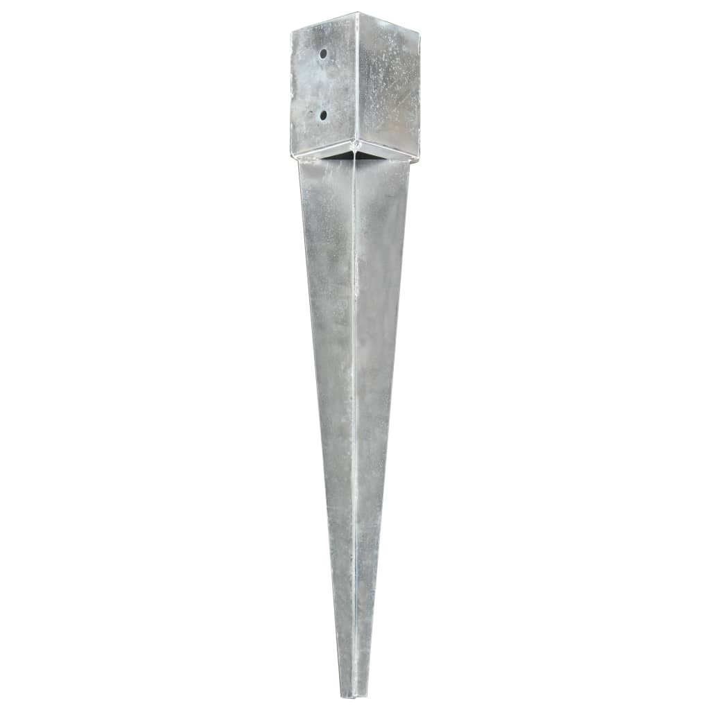 Berkfield Ground Spikes 2 pcs Silver 10x10x76 cm Galvanised Steel
