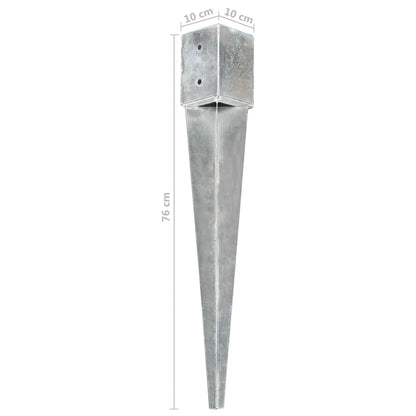 Berkfield Ground Spikes 2 pcs Silver 10x10x76 cm Galvanised Steel