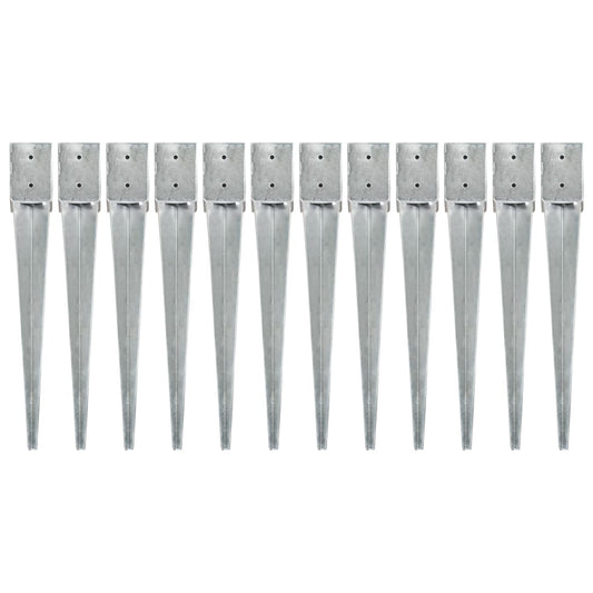 Berkfield Ground Spikes 12 pcs Silver 10x10x76 cm Galvanised Steel
