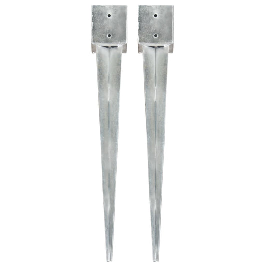 Berkfield Ground Spikes 2 pcs Silver 12x12x89 cm Galvanised Steel
