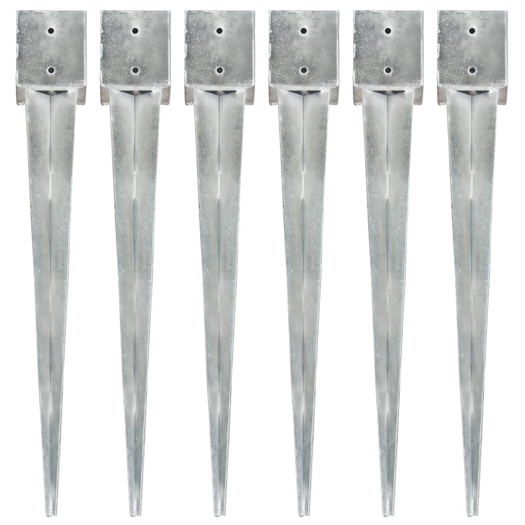 Berkfield Ground Spikes 6 pcs Silver 12x12x89 cm Galvanised Steel