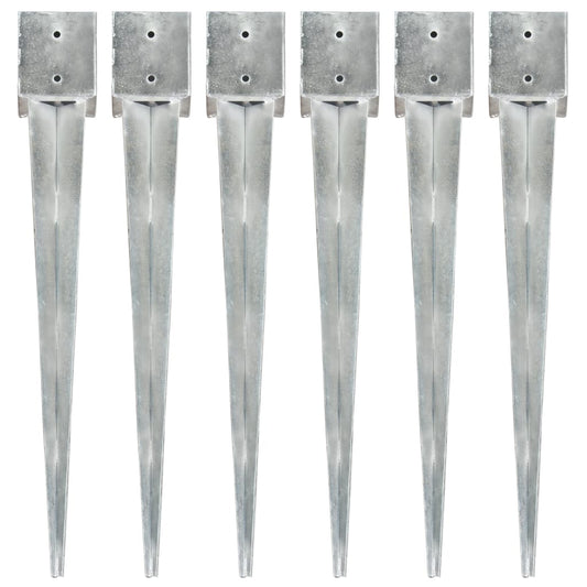 Berkfield Ground Spikes 6 pcs Silver 12x12x89 cm Galvanised Steel