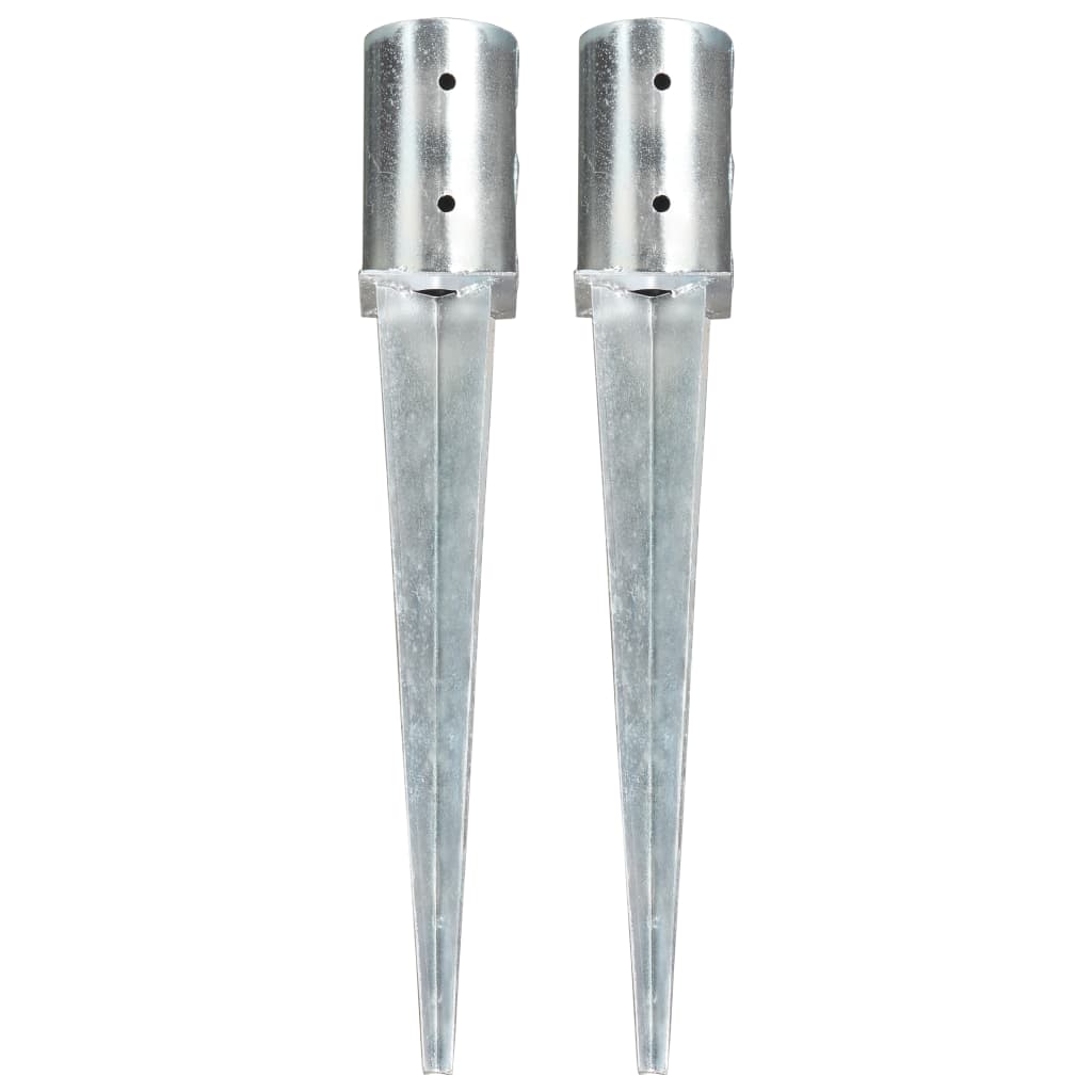 Berkfield Ground Spikes 2 pcs Silver 8x61 cm Galvanised Steel
