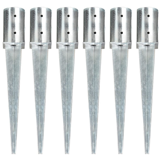 Berkfield Ground Spikes 6 pcs Silver 8x61 cm Galvanised Steel