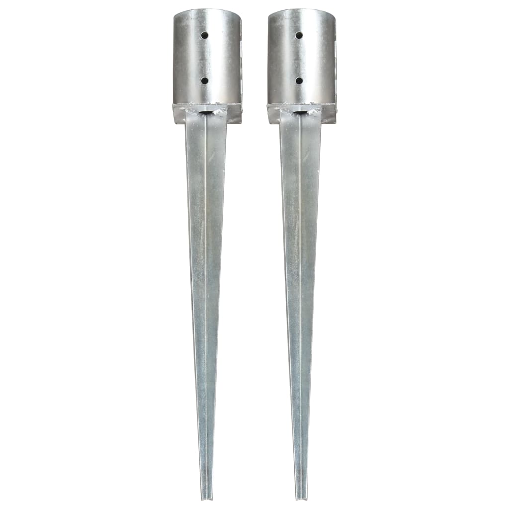 Berkfield Ground Spikes 2 pcs Silver 10x76 cm Galvanised Steel