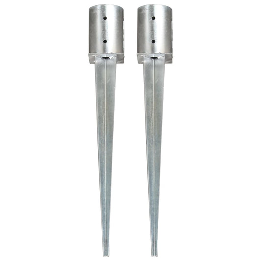 Berkfield Ground Spikes 2 pcs Silver 10x76 cm Galvanised Steel
