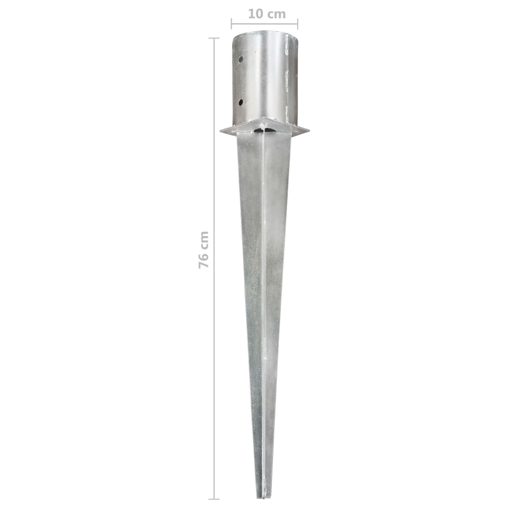 Berkfield Ground Spikes 2 pcs Silver 10x76 cm Galvanised Steel