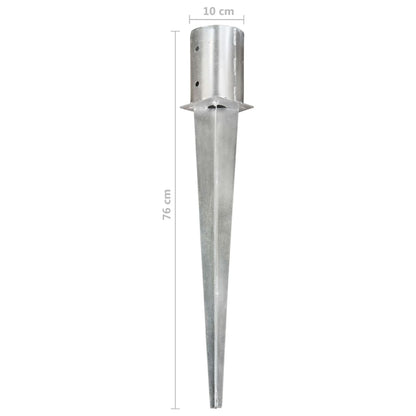 Berkfield Ground Spikes 2 pcs Silver 10x76 cm Galvanised Steel
