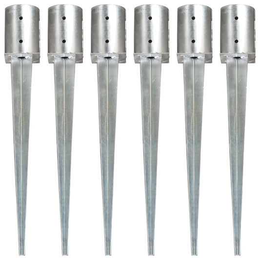 Berkfield Ground Spikes 6 pcs Silver 10x76 cm Galvanised Steel