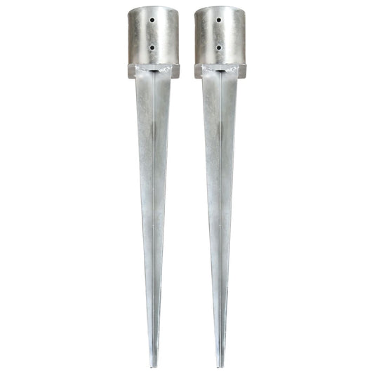Berkfield Ground Spikes 2 pcs Silver 12x91 cm Galvanised Steel