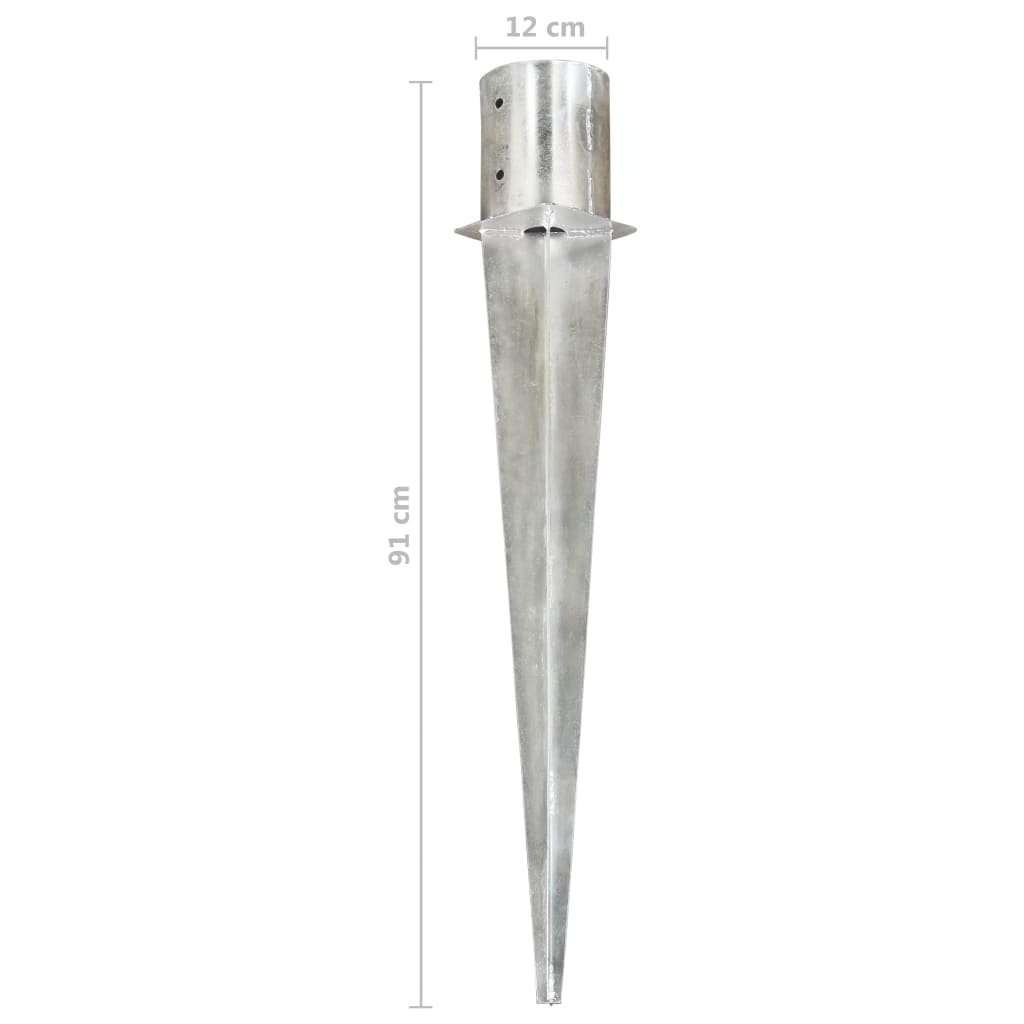 Berkfield Ground Spikes 2 pcs Silver 12x91 cm Galvanised Steel