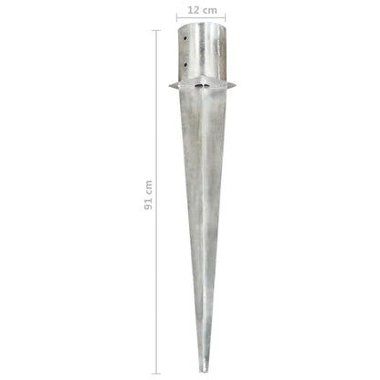 Berkfield Ground Spikes 2 pcs Silver 12x91 cm Galvanised Steel
