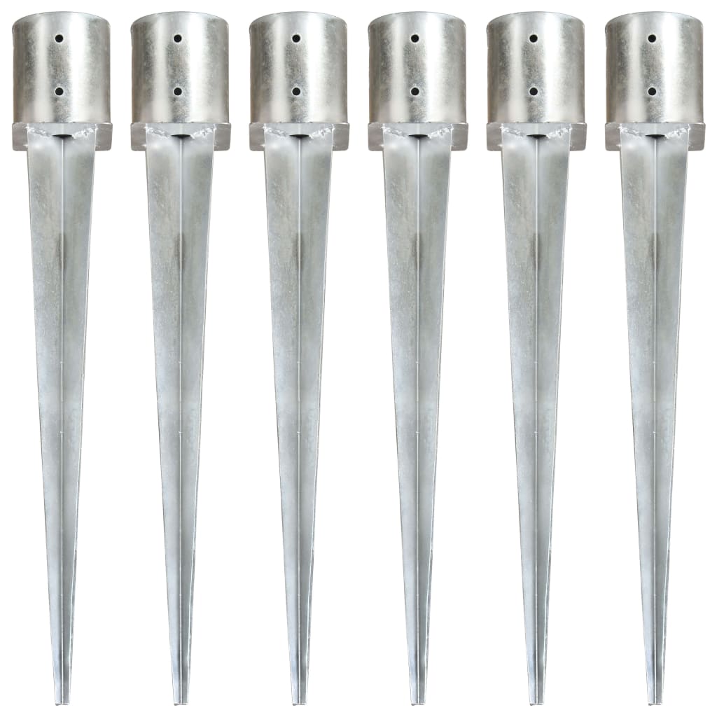 Berkfield Ground Spikes 6 pcs Silver 12x91 cm Galvanised Steel