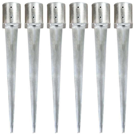Berkfield Ground Spikes 6 pcs Silver 12x91 cm Galvanised Steel