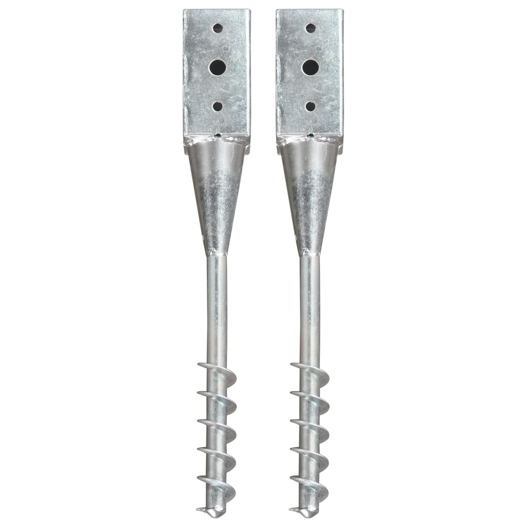 Berkfield Ground Spikes 2 pcs Silver 7x7x56 cm Galvanised Steel