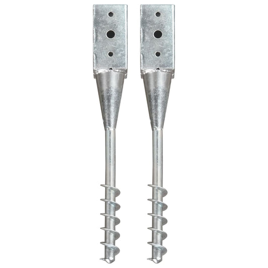 Berkfield Ground Spikes 2 pcs Silver 7x7x56 cm Galvanised Steel