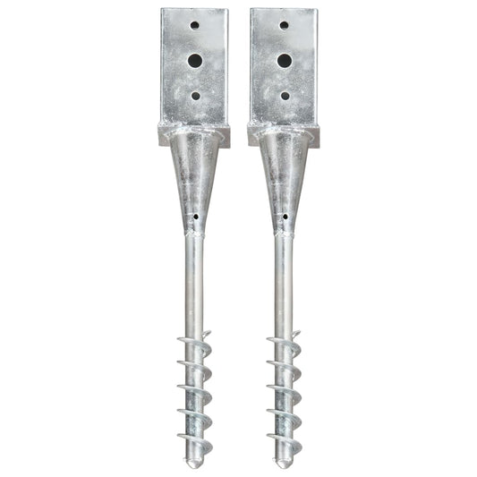 Berkfield Ground Spikes 2 pcs Silver 8x8x57 cm Galvanised Steel