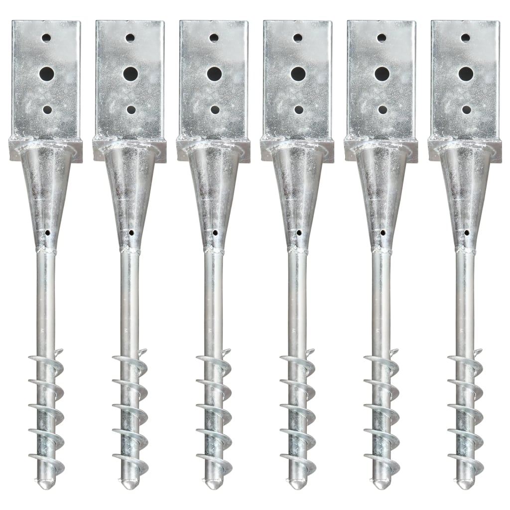 Berkfield Ground Spikes 6 pcs Silver 8x8x57 cm Galvanised Steel