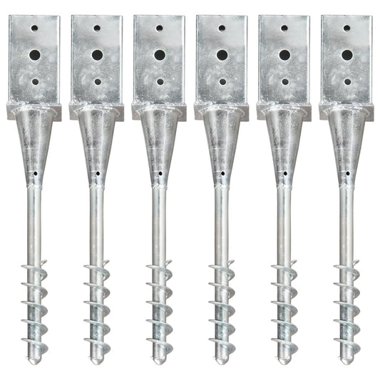 Berkfield Ground Spikes 6 pcs Silver 8x8x57 cm Galvanised Steel
