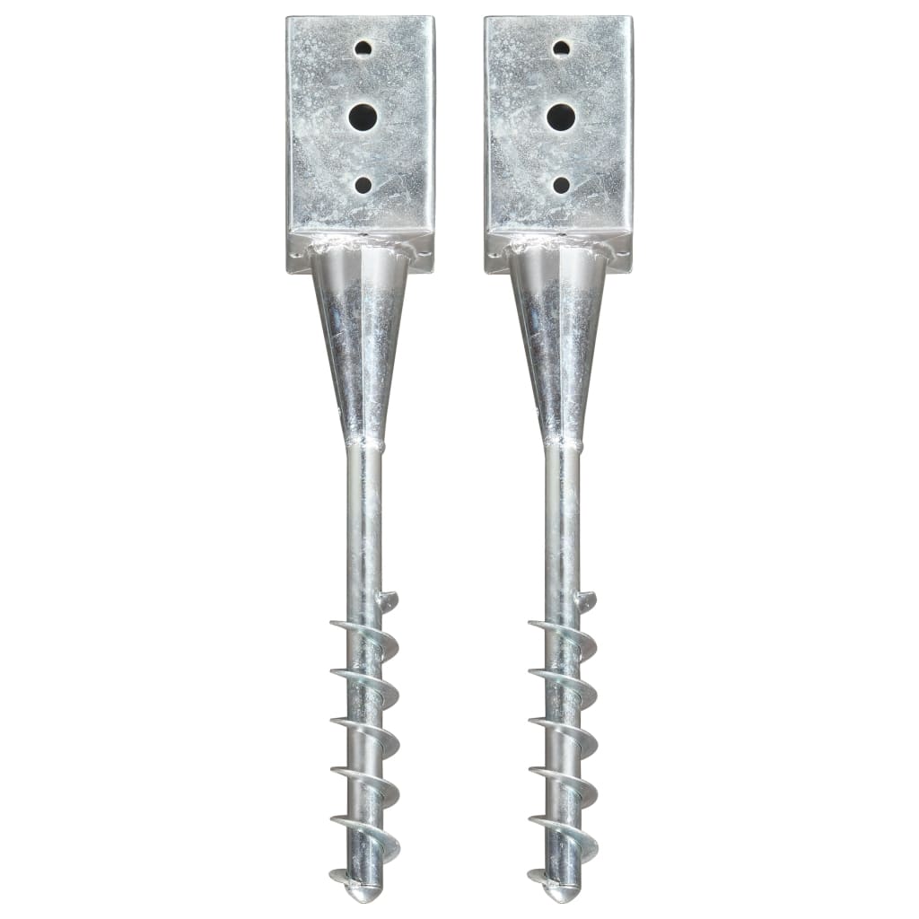 Berkfield Ground Spikes 2 pcs Silver 9x9x56 cm Galvanised Steel