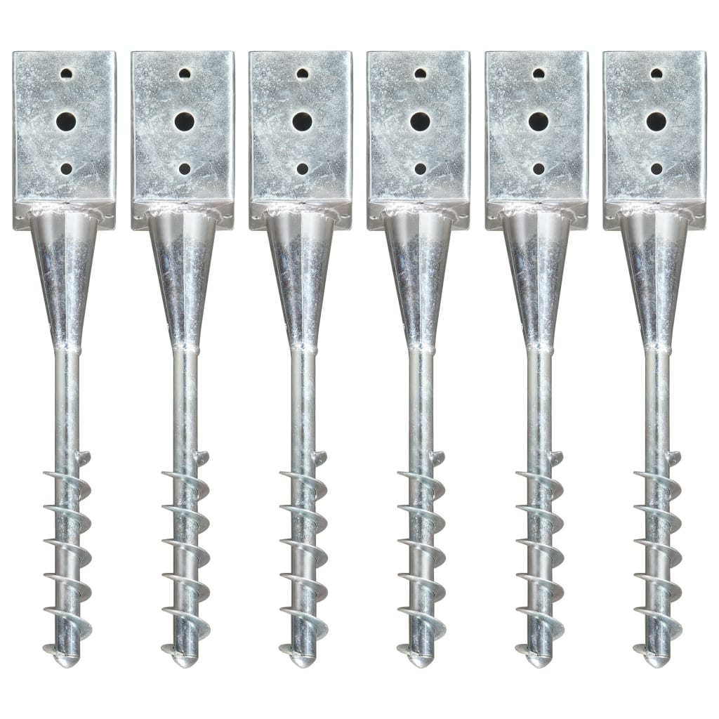 Berkfield Ground Spikes 6 pcs Silver 9x9x56 cm Galvanised Steel