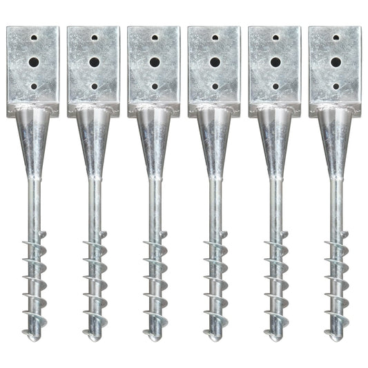 Berkfield Ground Spikes 6 pcs Silver 9x9x56 cm Galvanised Steel
