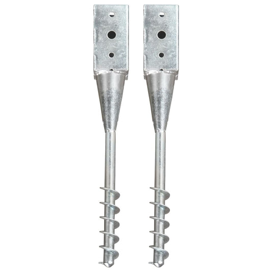 Berkfield Ground Spikes 2 pcs Silver 10x10x57 cm Galvanised Steel
