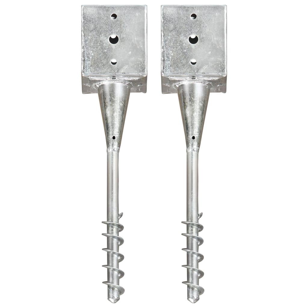 Berkfield Ground Spikes 2 pcs Silver 12x12x56 cm Galvanised Steel