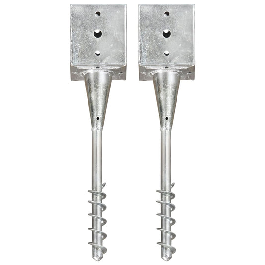 Berkfield Ground Spikes 2 pcs Silver 12x12x56 cm Galvanised Steel