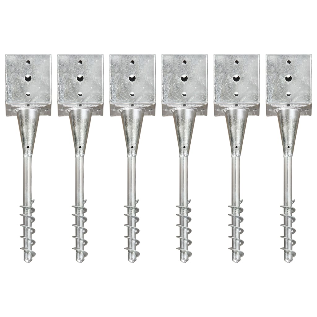 Berkfield Ground Spikes 6 pcs Silver 12x12x56 cm Galvanised Steel