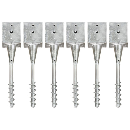 Berkfield Ground Spikes 6 pcs Silver 12x12x56 cm Galvanised Steel