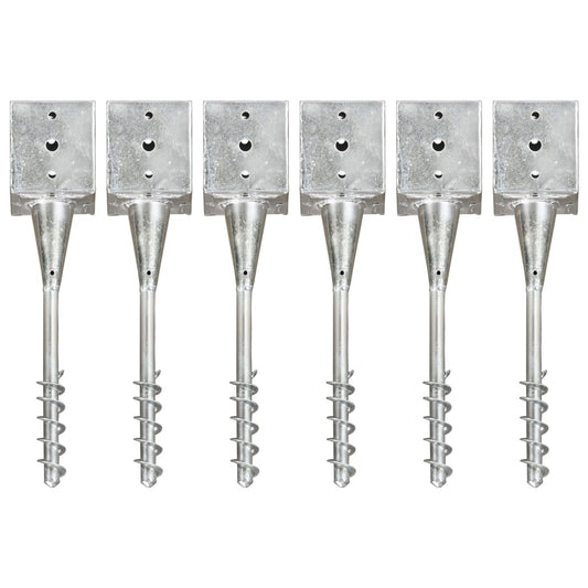 Berkfield Ground Spikes 6 pcs Silver 12x12x56 cm Galvanised Steel