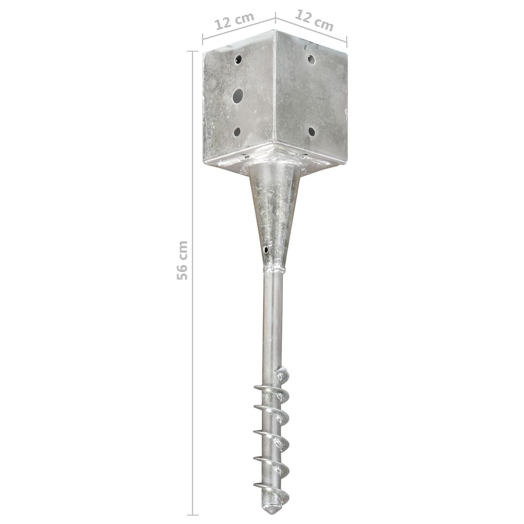 Berkfield Ground Spikes 6 pcs Silver 12x12x56 cm Galvanised Steel