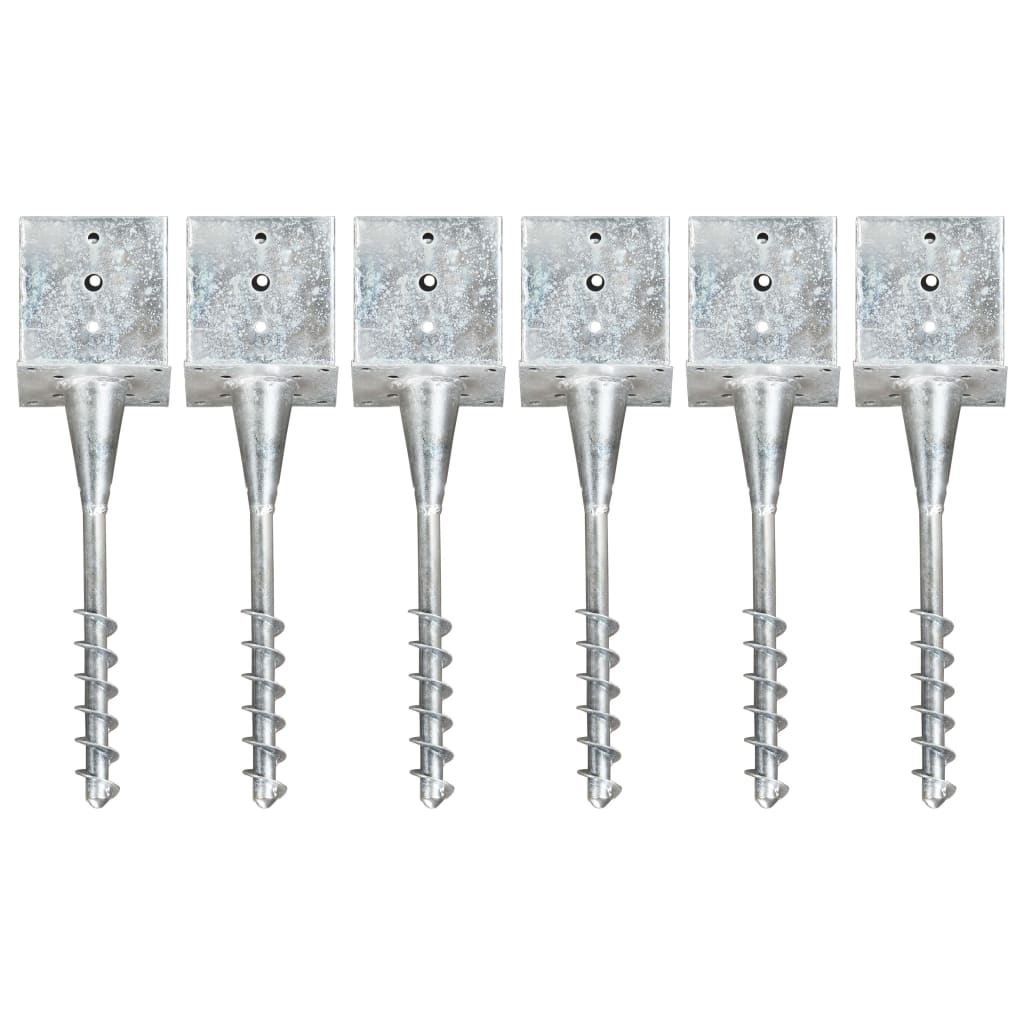 Berkfield Ground Spikes 6 pcs Silver 14x14x58 cm Galvanised Steel