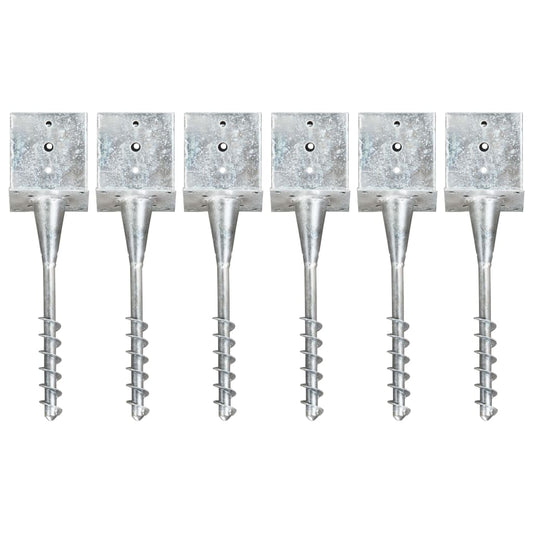 Berkfield Ground Spikes 6 pcs Silver 14x14x58 cm Galvanised Steel