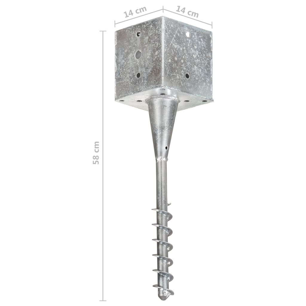 Berkfield Ground Spikes 6 pcs Silver 14x14x58 cm Galvanised Steel