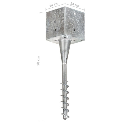 Berkfield Ground Spikes 6 pcs Silver 14x14x58 cm Galvanised Steel